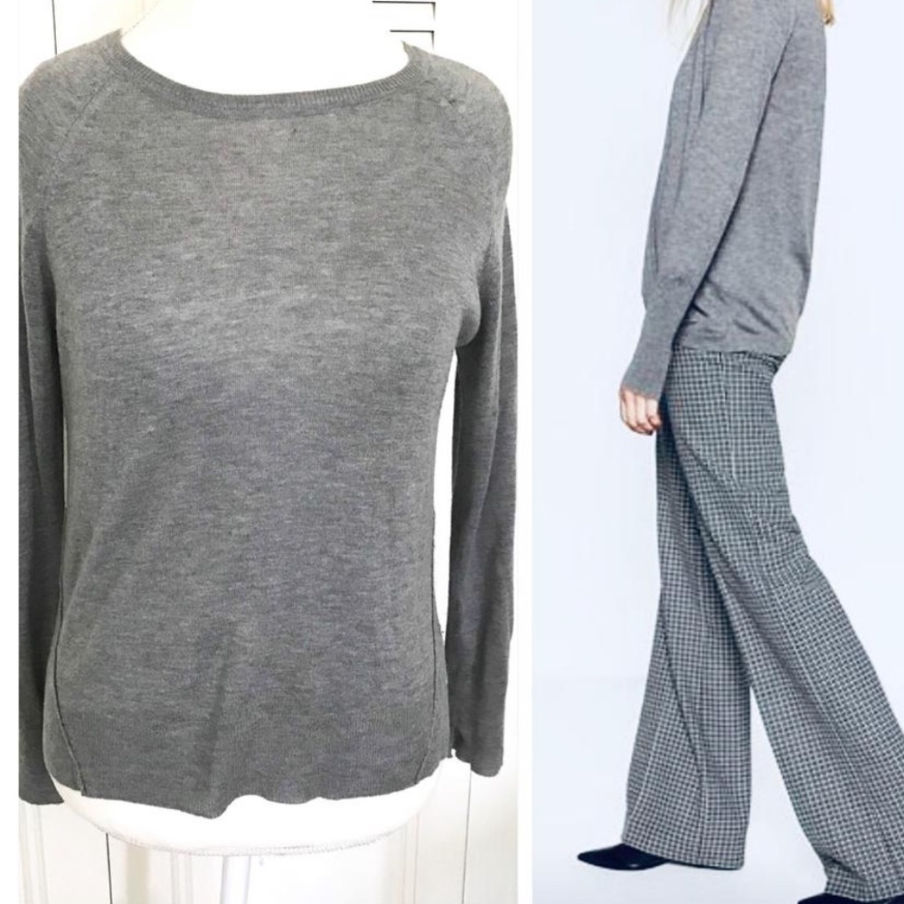 Zara Knit Gray Lightweight Sweater Small